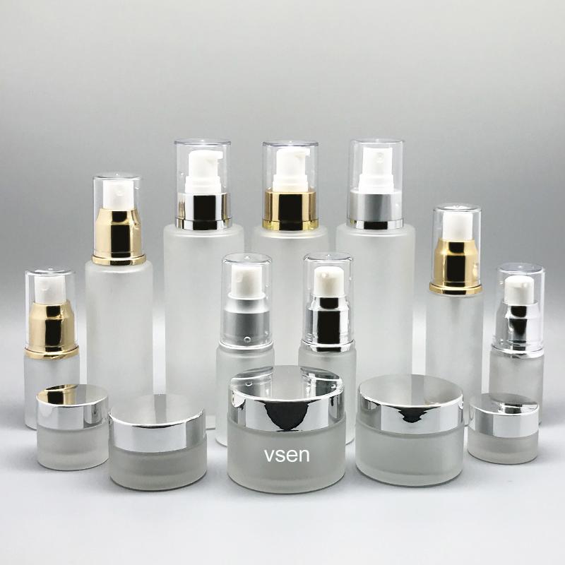 通用亚银套装瓶子 面霜瓶子定制  现货便宜磨砂(图3)